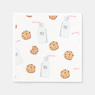 Milk and Cookies Pink Birthday Party Napkin