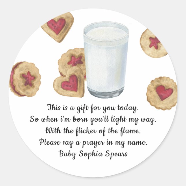 Milk and cookies Prayer Candle Label (Front)