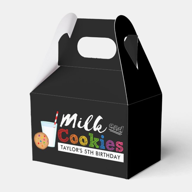 Milk and Cookies Rainbow Birthday Party Favour Box (Front Side)