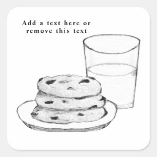 Milk and Cookies Sketch Square Sticker