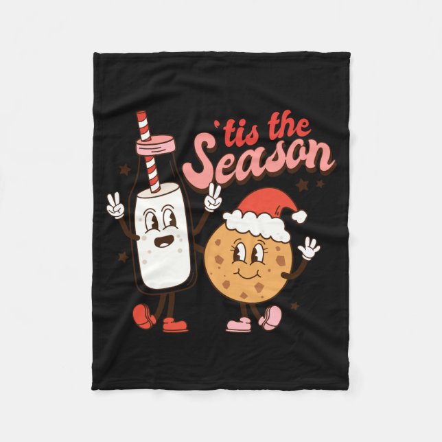 Milk And Cookies Tis The Season Holiday  Fleece Blanket (Front)