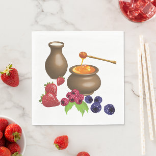 Milk and Honey with Berries Rustic Food Napkin