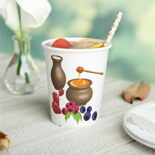 Milk and Honey with Berries Rustic Food Paper Cups