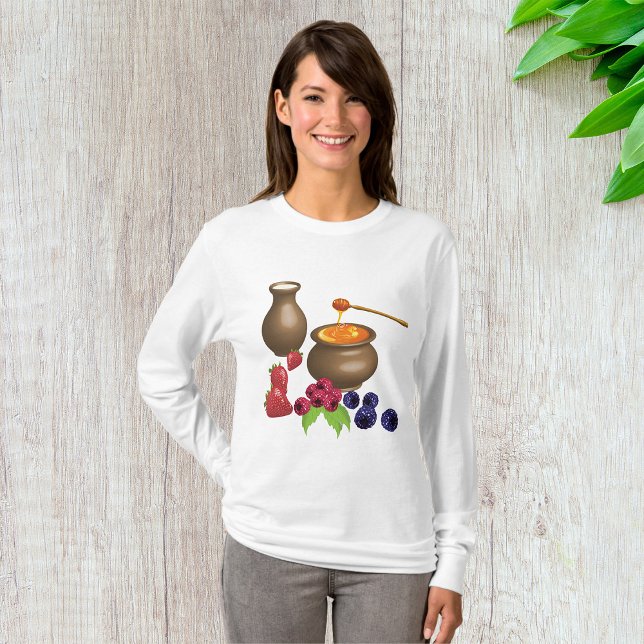 Milk and Honey with Berries Rustic Food T-Shirt (Creator Uploaded)