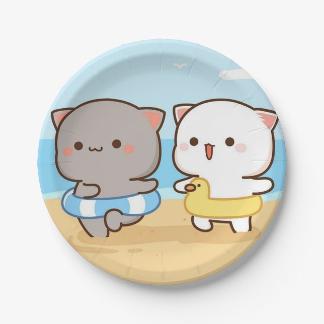 Milk and Mocha Cute Summer  Paper Plate (Front)