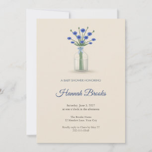 Milk Bottle Cornflower Baby Shower Invitation