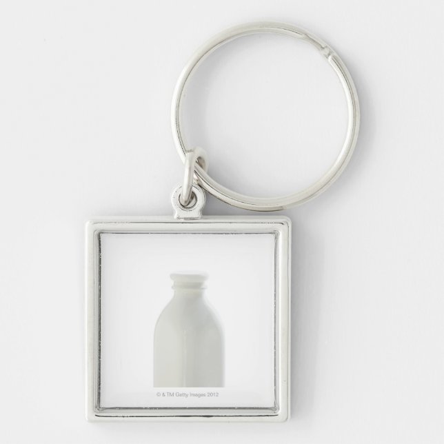 Milk bottle on white background key ring (Front)