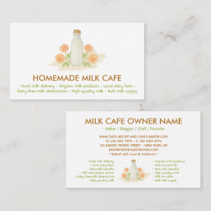 Milk Bottle Watercolor Floral Business Card