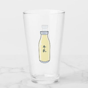 Milk bottle with Japanese Kanji Glass