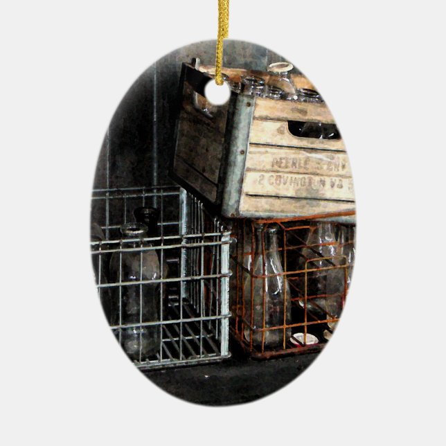 Milk Bottles Ceramic Tree Decoration (Front)