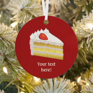 Milk Cake Slice - Tres Leches Sponge - your text M Metal Tree Decoration