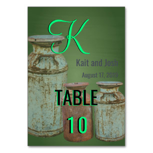 Milk Cans Country Wedding Rustic Old Farm Budget Table Number