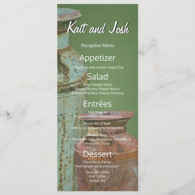 Milk Cans Vintage Metal Rustic Antique Monogram Menu (Front)