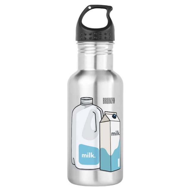 Milk cartoon illustration 532 ml water bottle (Front)