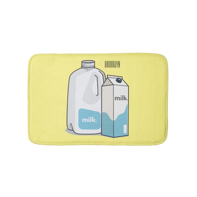 Milk cartoon illustration bath mat (Front)