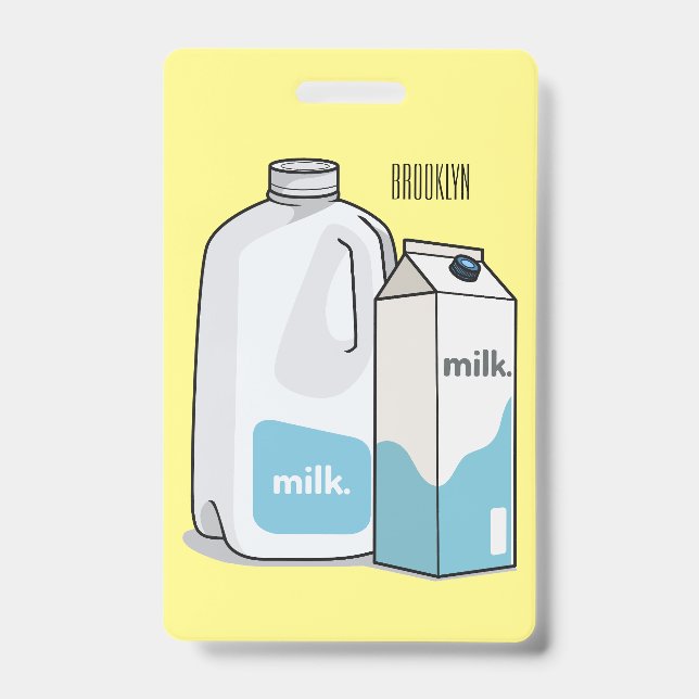 Milk cartoon illustration ID badge (Front)