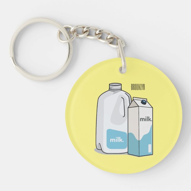 Milk cartoon illustration key ring (Front)
