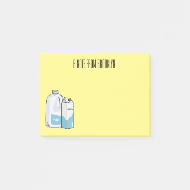 Milk cartoon illustration post-it notes (Front)