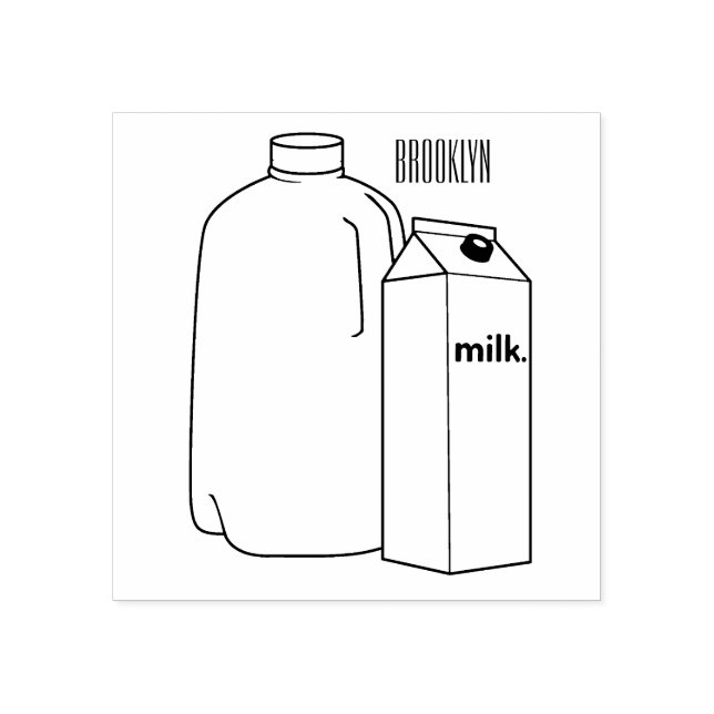 Milk cartoon illustration rubber stamp (Imprint)