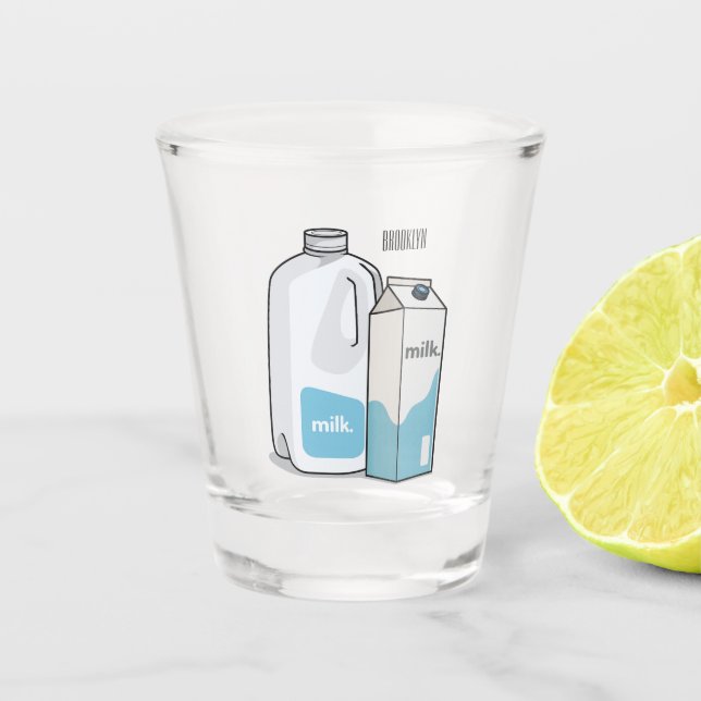 Milk cartoon illustration shot glass (Front)