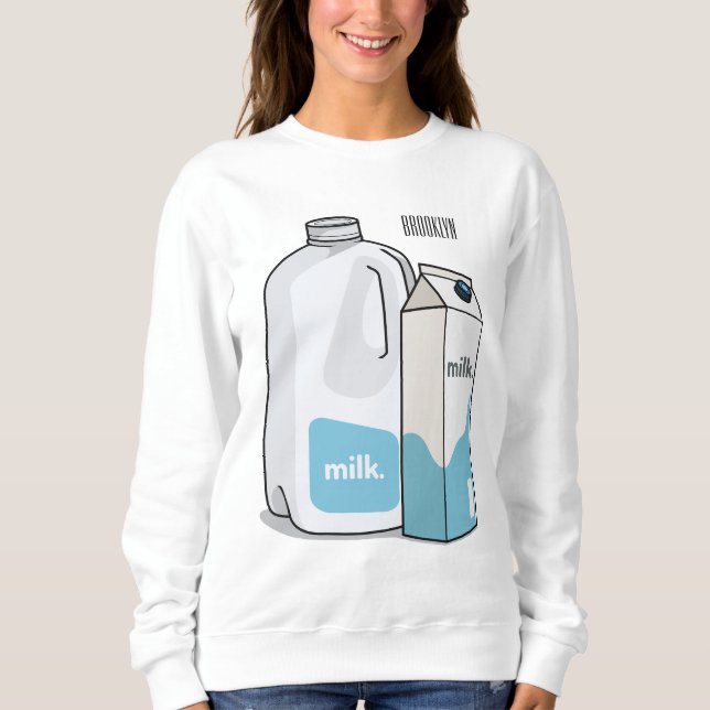 Milk cartoon illustration sweatshirt (Front)