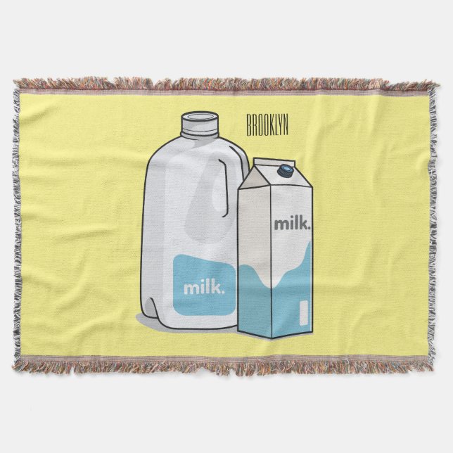 Milk cartoon illustration throw blanket (Front)