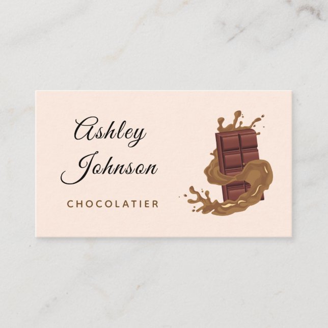 Milk Chocolate Bar Chocolatier Confectioner Classy Business Card (Front)