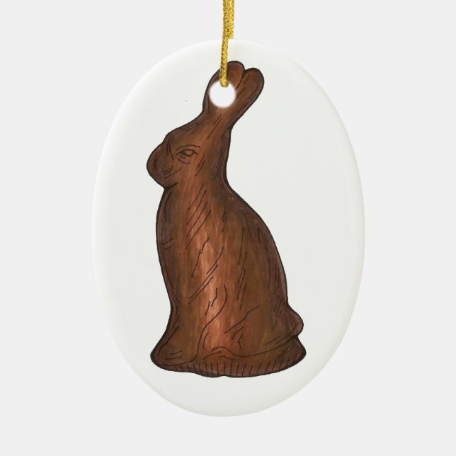 Milk Chocolate Bunny Rabbit Easter Basket Candy Ceramic Tree Decoration (Front)