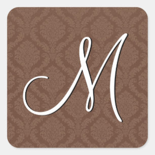 MILK CHOCOLATE Damask Wedding Square Sticker