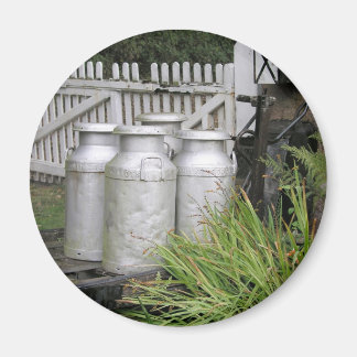 Milk churns at Stogumber Station, Somerset, UK Magnet