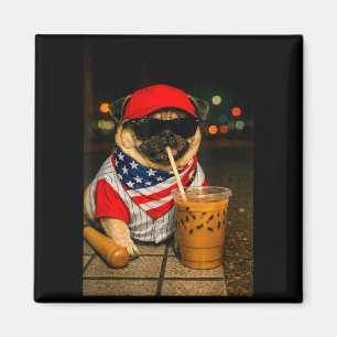 Milk coffee nightlife pug dog boy girl funny magnet