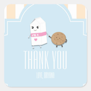Milk & Cookie Walking Birthday Party Favour Sticke Square Sticker
