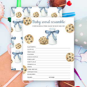 Milk & cookies baby shower Baby word scramble game