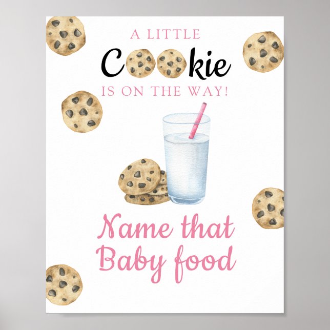 Milk & cookies Baby shower Name that baby food Poster (Front)