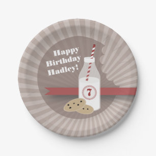 Milk + Cookies Birthday - Chocolate Chip Red Paper Plate