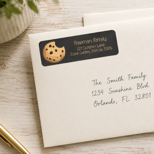 Milk & Cookies Birthday Label – Chocolate Chip Coo (Cookie Return Address Label)