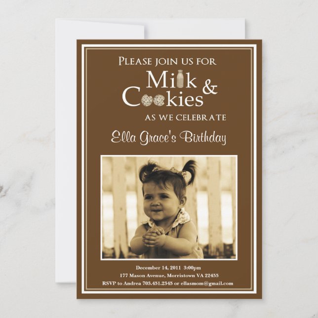 Milk & Cookies Birthday Party Invitation (Front)