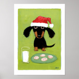 Milk & Cookies Dachshund Holiday Poster