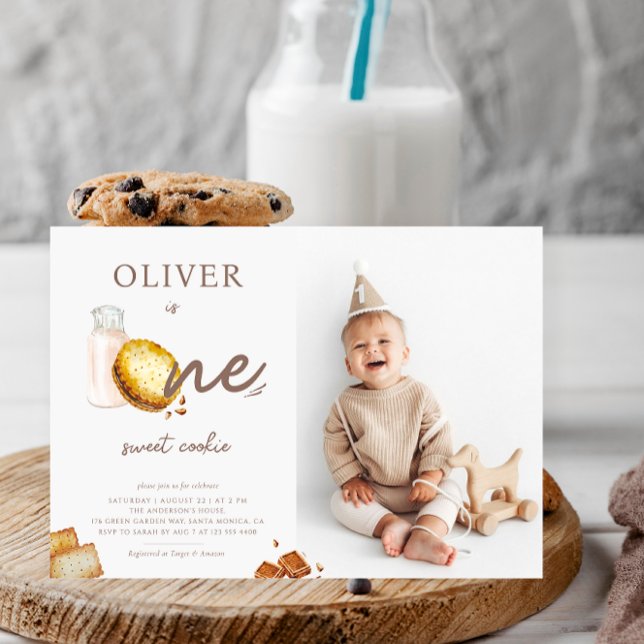 Milk & Cookies First Birthday Party Photo Invitation (Creator Uploaded)
