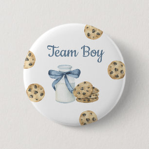 Milk & Cookies Gender Reveal - Team Boy 6 Cm Round Badge
