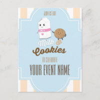 Milk & Cookies Vintage Party Event Postcard