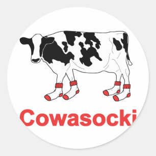 Milk Cow in Socks - Cowasocki Cow A Socky Classic Round Sticker