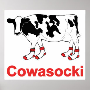 Milk Cow in Socks - Cowasocki Cow A Socky Poster