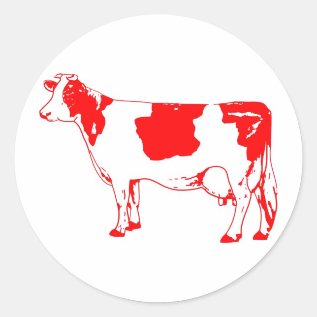 Milk Cow Silhouette Beef Cattle Moo Bull Steer Classic Round Sticker (Front)