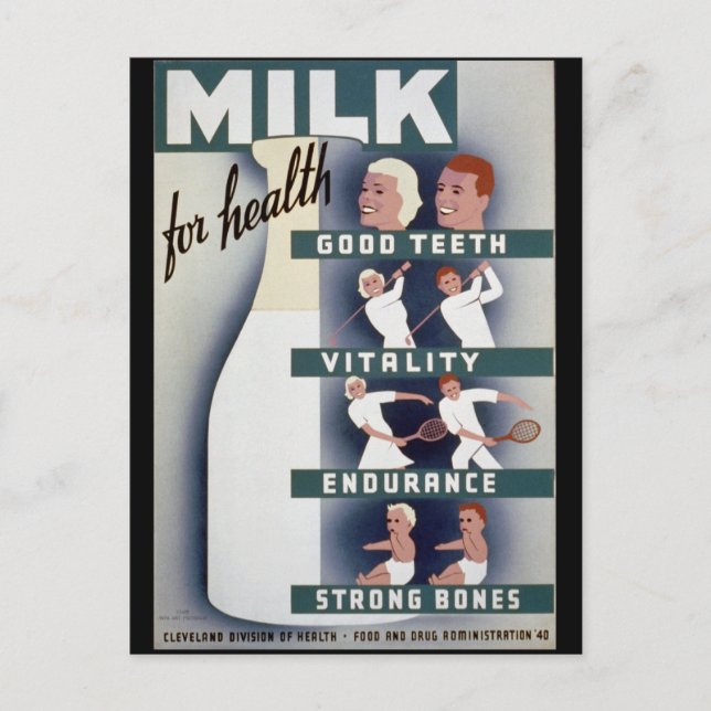 Milk For Health Postcard (Front)