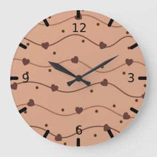 Milk Heart Chocolate Chips Pattern Large Clock