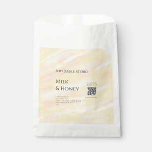 Milk honey soy candle business add q r code tex favour bags