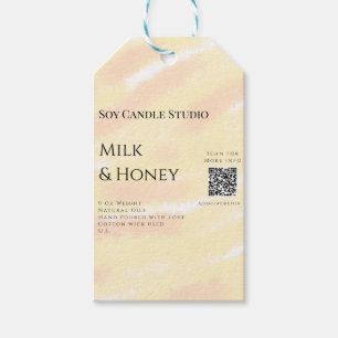 Milk honey soy candle business add q r code tex gift tags
