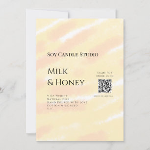 Milk honey soy candle business add q r code tex invitation