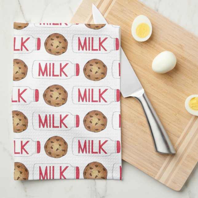 Milk Jug Chocolate Chip Cookies Snack Food Foodie Tea Towel (Quarter Fold)